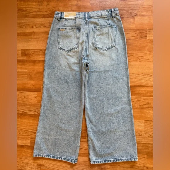 Michael Kors Women Sz 6 Blue Selma Crop Wide Leg Denim Jeans Pant Cotton Lyocell - Picture 12 of 14